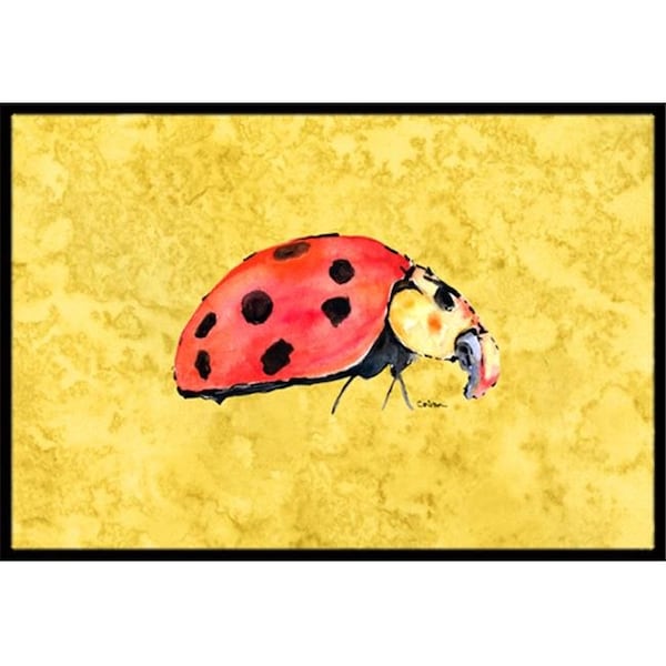 Jensendistributionservices 24 x 36 in. Lady Bug On Yellow Indoor Or Outdoor Doormat MI714612 - main